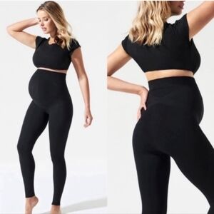 Blanqi Everyday Maternity High Waisted Belly Support Black Leggings size L